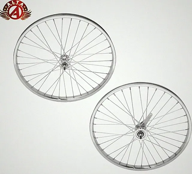 ALTA 24” Cruiser Front & Coaster Wheel Set 36H 12G HeavyDuty Chrome Rim 3/8 Axle