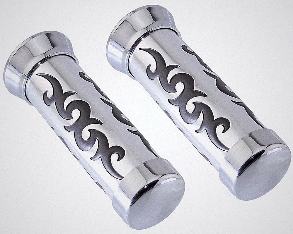 Bicycle Durable Grips Tribal Chrome/Black Lowrider Chopper Cruiser Bike Trike.