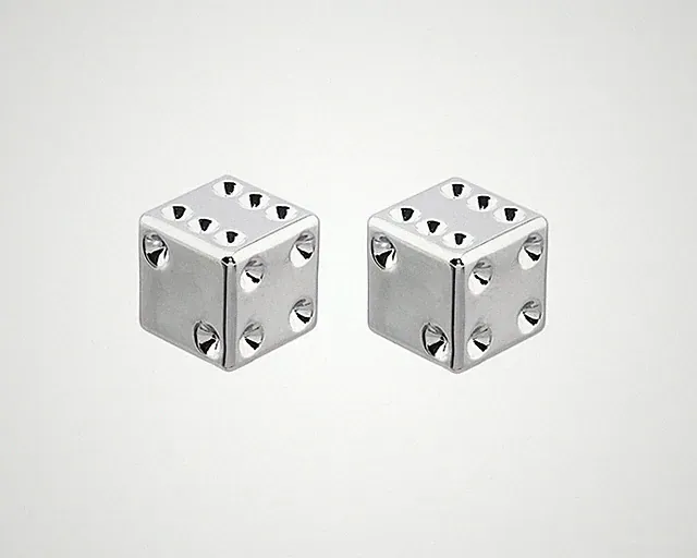 CHROME Dice Bicycle Valve Caps Lowrider BMX Chopper Bike Beach Cruiser Schrader.