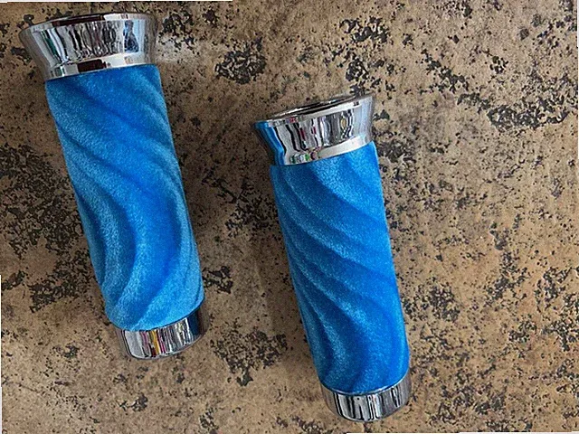 CUSTOM Bicycle Grips Light Blue Swirl VELOUR Lowrider Beach Cruiser Bikes