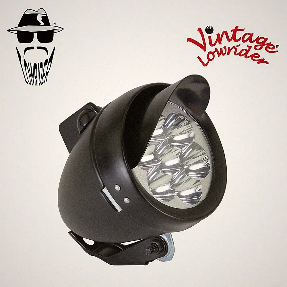 F&R ORIGINAL LOWRIDER Bicycle Bike Bullet Light W/Visor 7 LED Bulbs Black