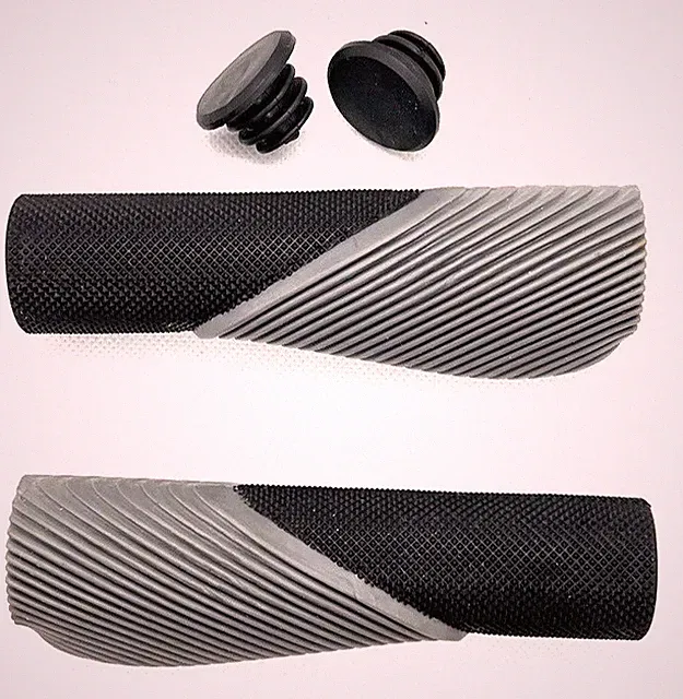 Lowrider Bicycle Grips Black Grey Beach Cruiser Chopper BMX Bike Ergo Rubber