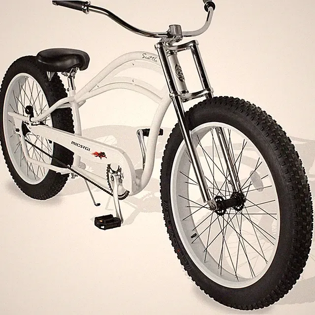 Micargi Seattle Fat Tires Stretch Cruiser Single Speed Low Rider Chopper White