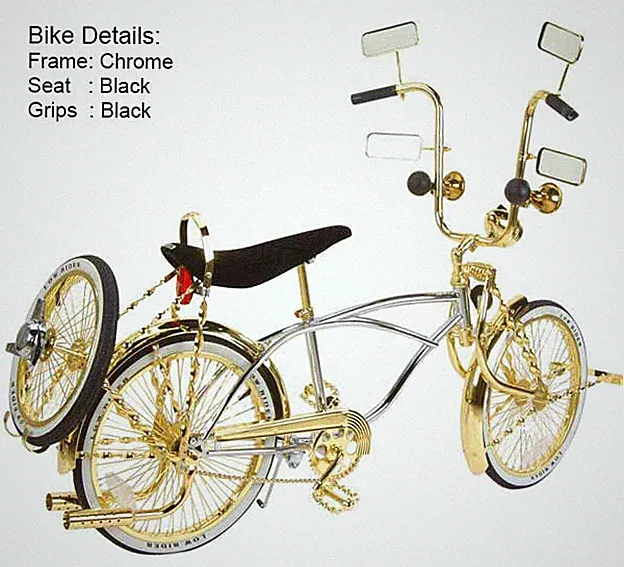 NEW! 20" VINTAGE LOWRIDER 72 SPOKE STEEL BICYCLE 545-3 IN GOLD/CHROME.