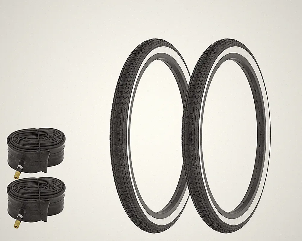 ORIGINAL LOWRIDER Bicycle Tires 20"x1.75" Black/White Brick W/Tubes (4PCS)