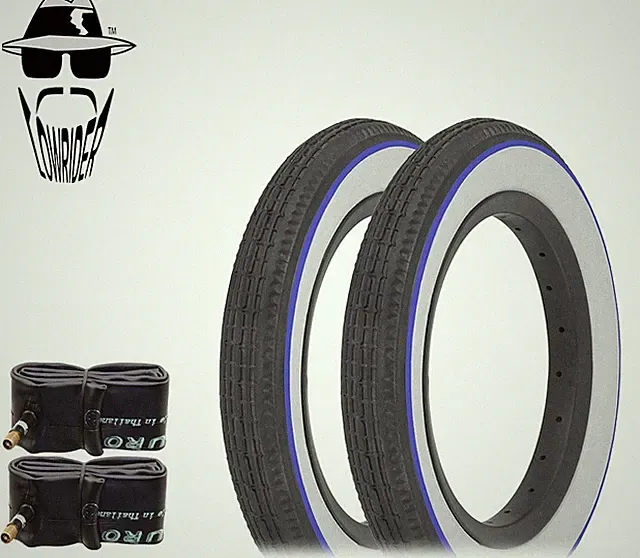 VINTAGE LOWRIDER BICYCLE 12" 1/2" x 2 1/4" BLUE LINE SLICK II TIRES W/ TUBES.
