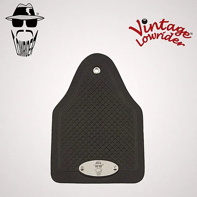 Vintage Lowrider Bicycle Fender Rear Black Mud Flaps With Lowrider Head Logo.