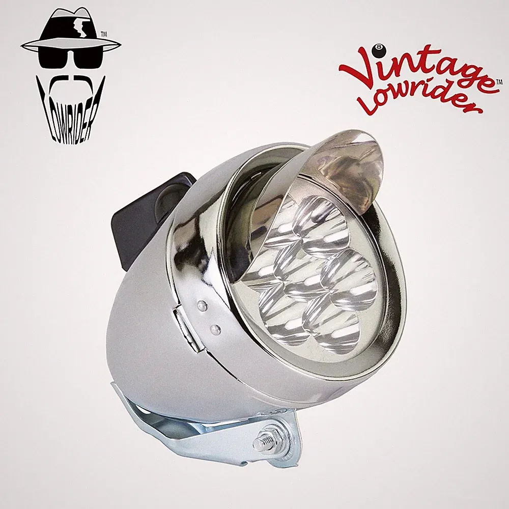 VINTAGE ORIGINAL LOWRIDER Bicycle Bike Bullet Light W/Visor 7 LED Bulbs Chrome.